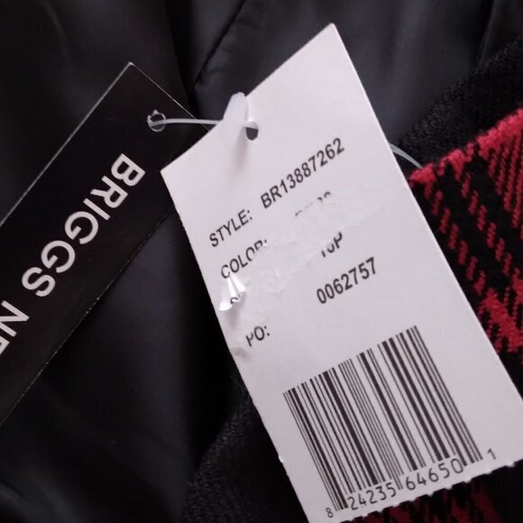 Briggs NY | NWT Plaid Red Black Wool Blazer Jacket | Size 16P - Picture 10 of 11